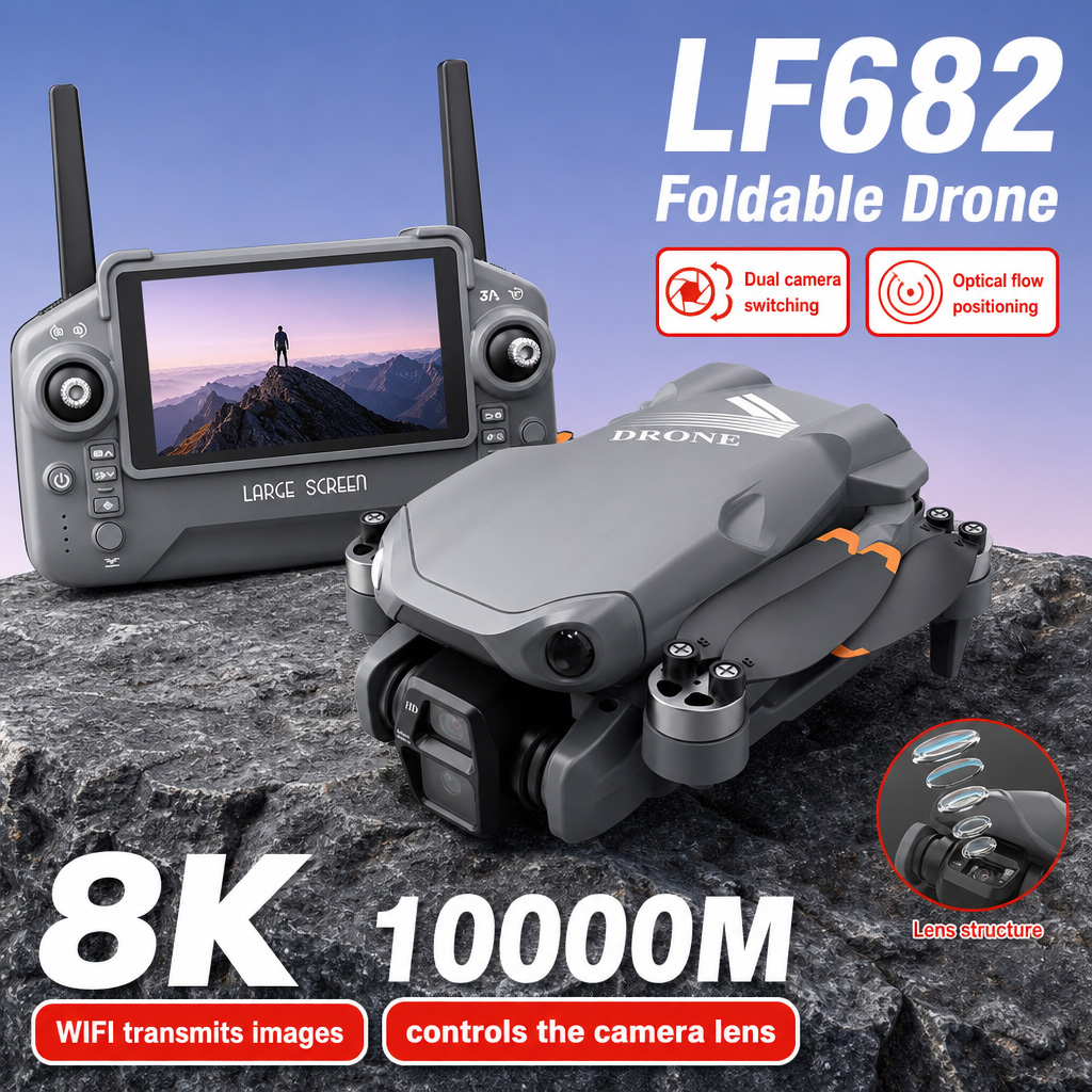 Fpv Brushless Rc Drone 4K - Drone Aéreo LF682 com Câmeras Duplas
